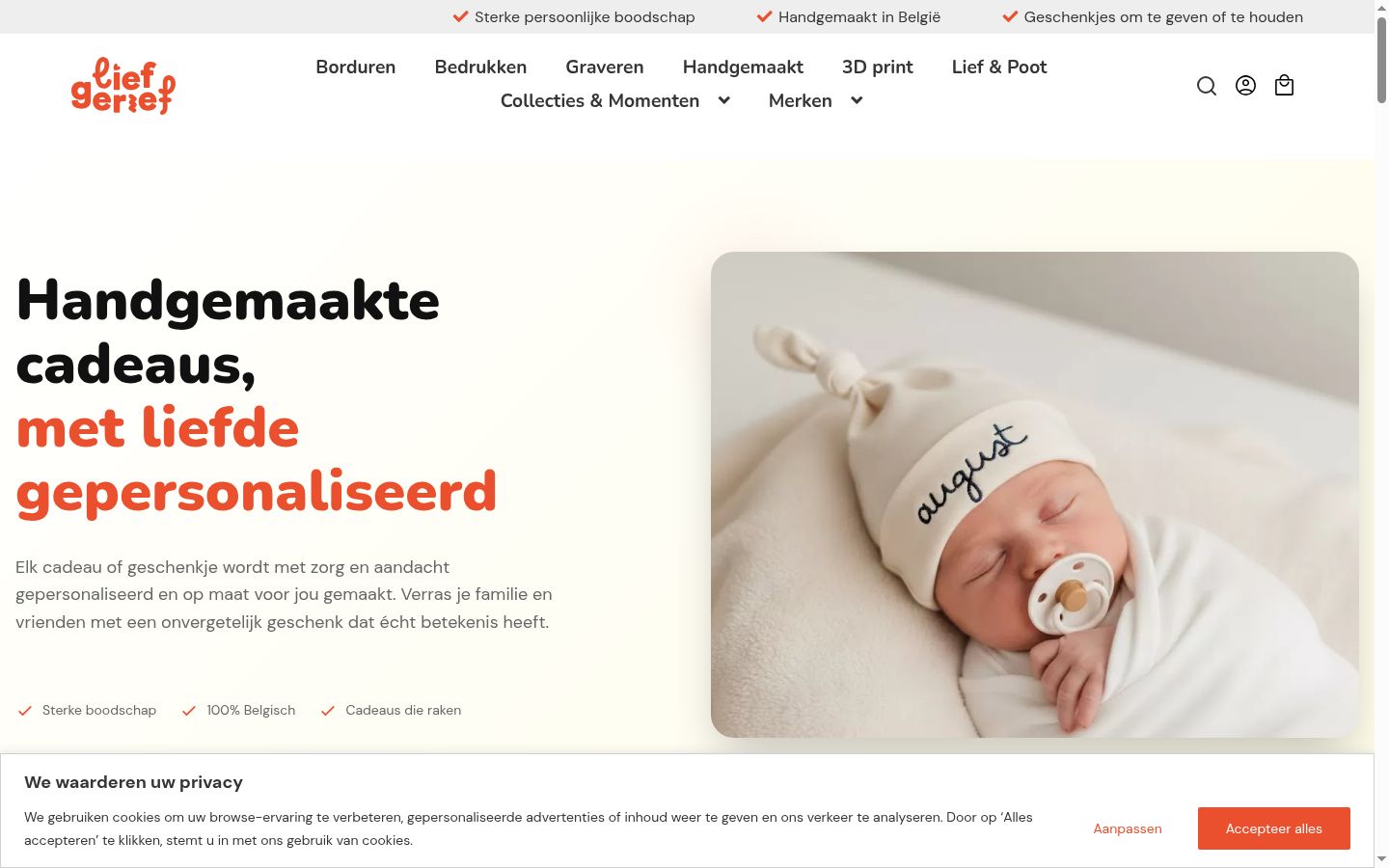 Screenshot van de toestemmingsbanner zoals getoond vóór enige interactie