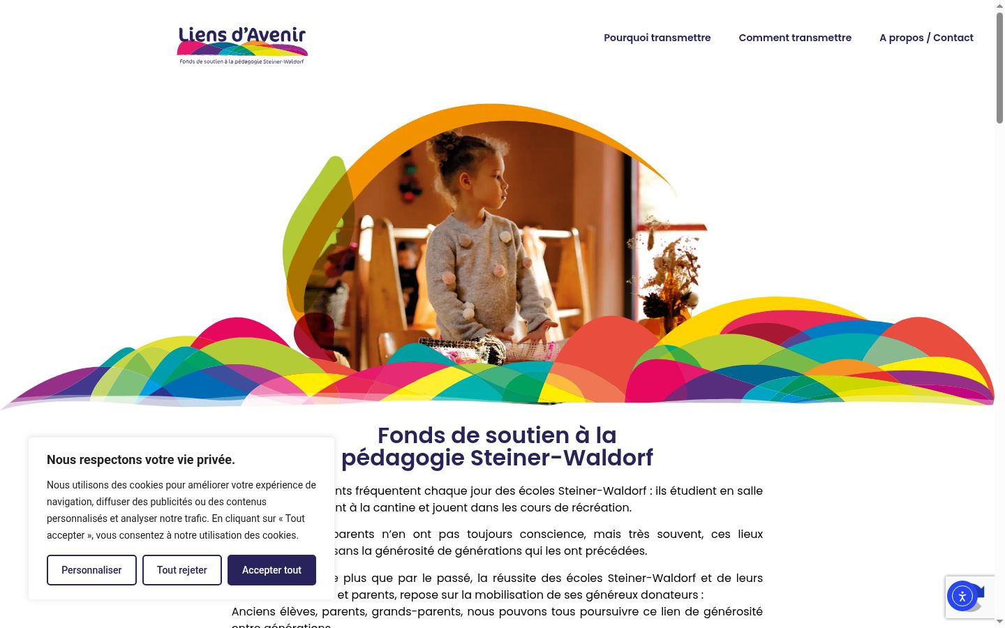 Capture d'écran de la bannière de consentement affichée avant toute interaction