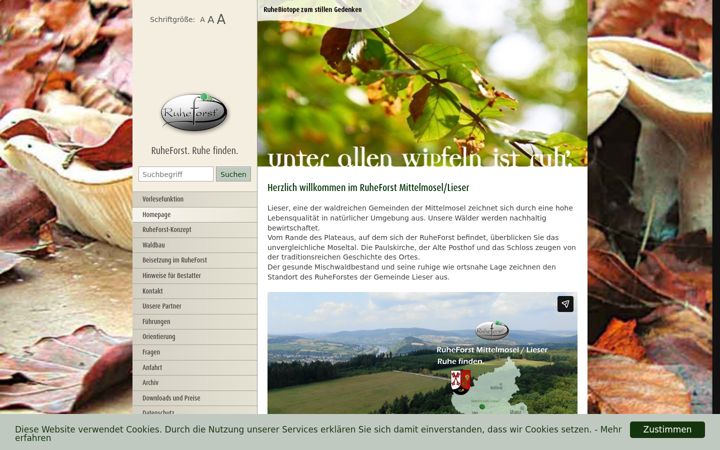 Screenshot of lieser-ruheforst.de