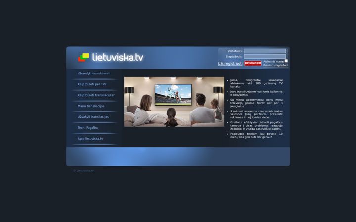 Screenshot of lietuviska.tv