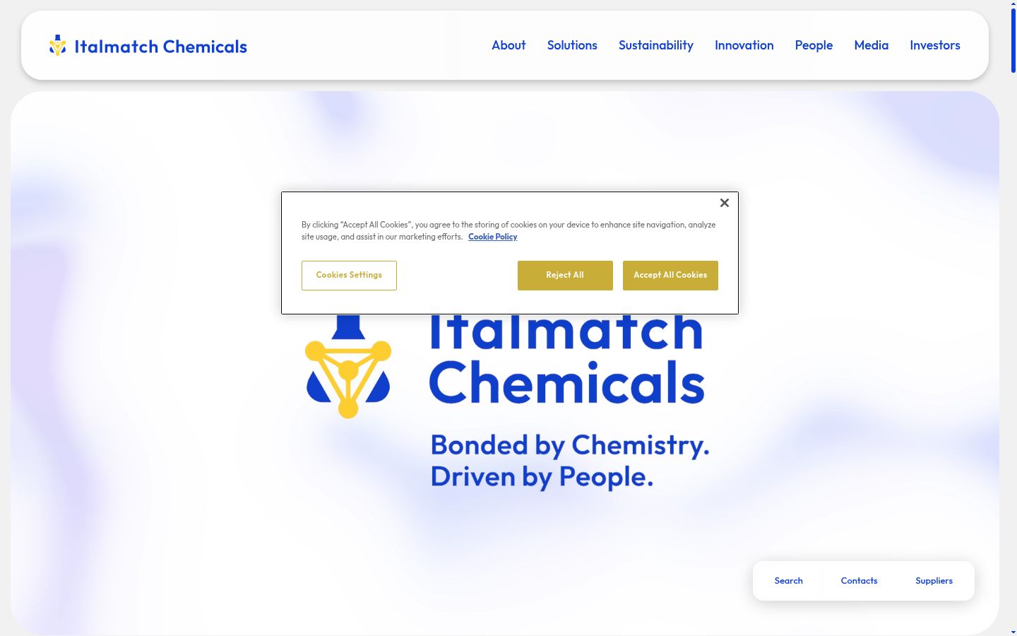 Screenshot del banner di consenso mostrato prima di qualsiasi interazione