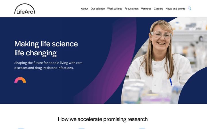 Screenshot of lifearc.org