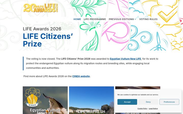 Screenshot of lifeawards.eu