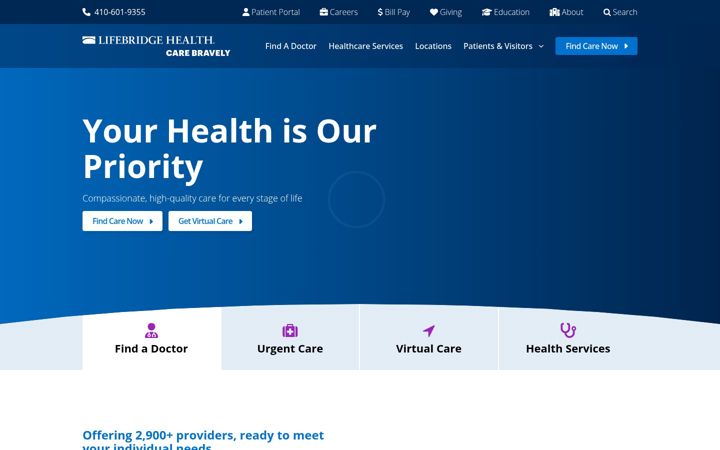 Screenshot of lifebridgehealth.org