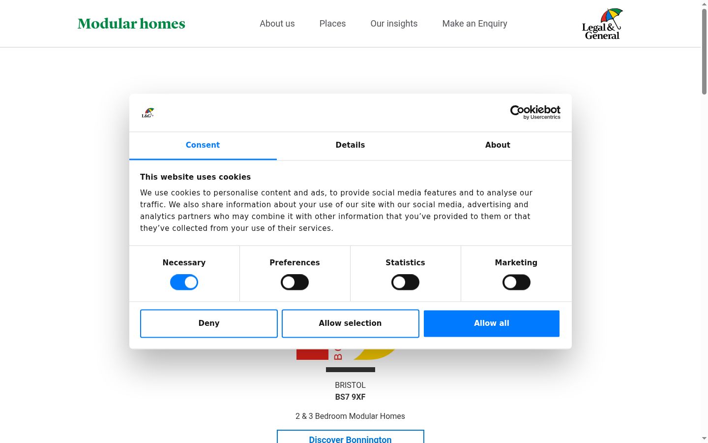 Screenshot of the consent banner shown before any interaction