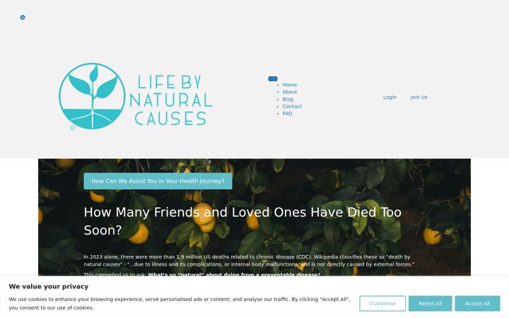 Screenshot of lifebynaturalcauses.com