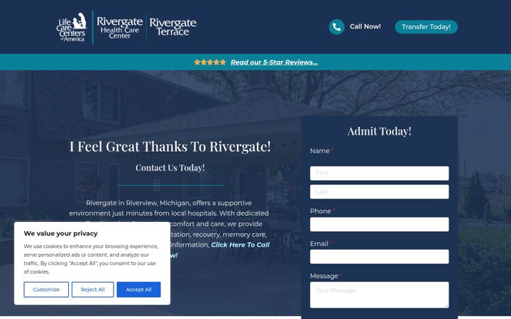 Screenshot of lifecarecentersrivergate.com