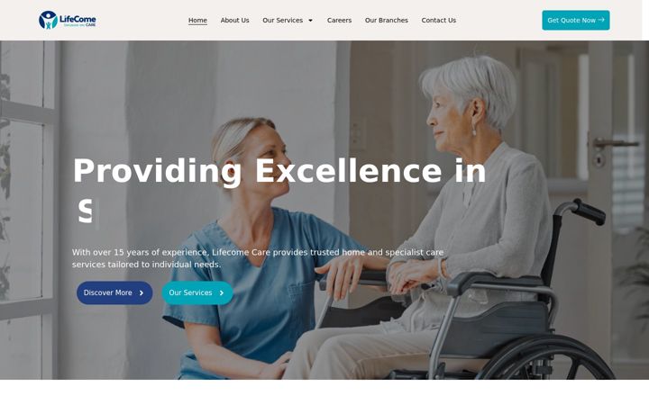 Screenshot of lifecomecare.co.uk