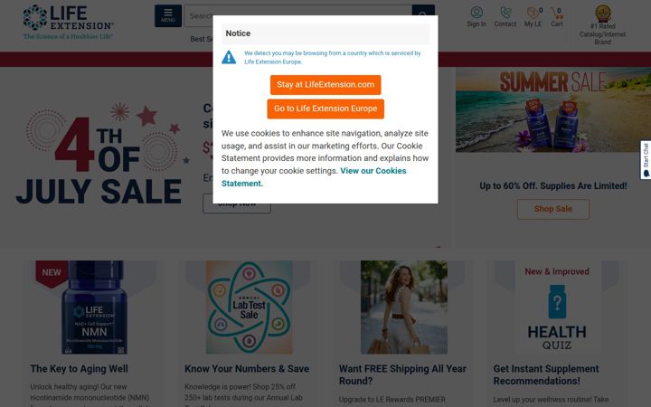 Screenshot ta' lifeextension.com