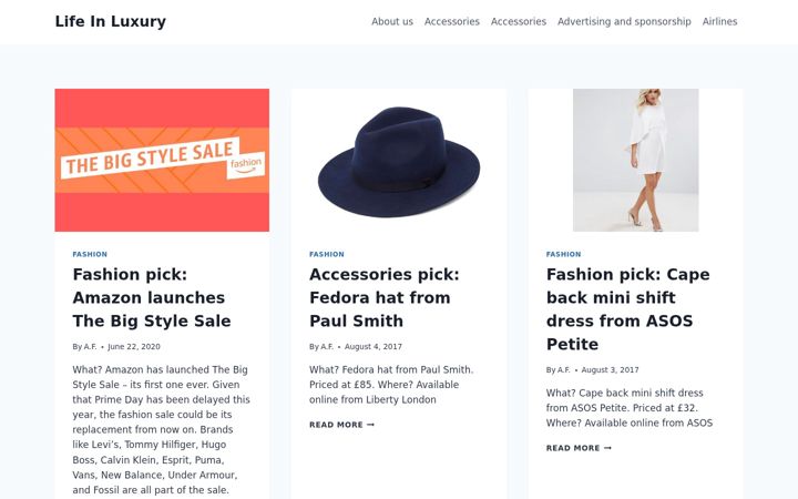Screenshot of lifeinluxury.co.uk