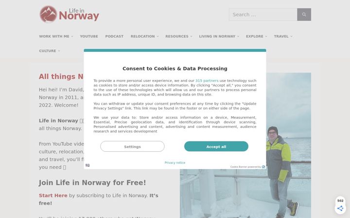 Screenshot of lifeinnorway.net