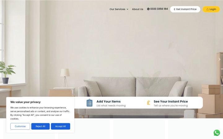 Screenshot of lifelinemovers.co.uk