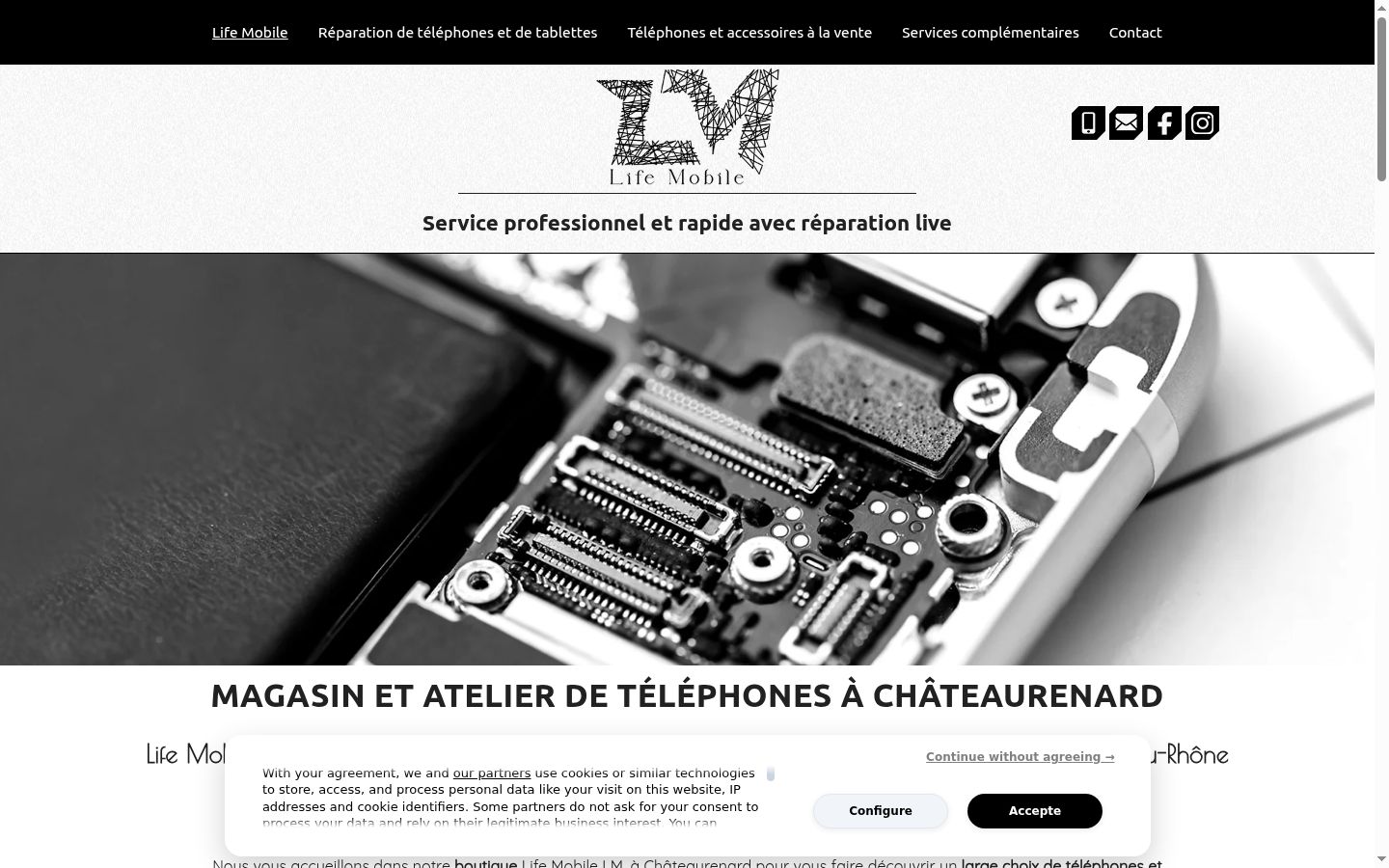 Capture d'écran de la bannière de consentement affichée avant toute interaction