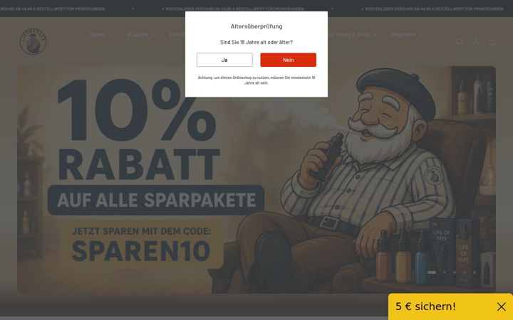 Screenshot of lifeofvape.de