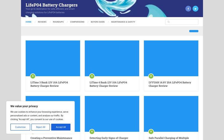 Screenshot of lifep04batterycharger.com
