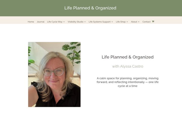Screenshot of lifeplannedandorganized.com