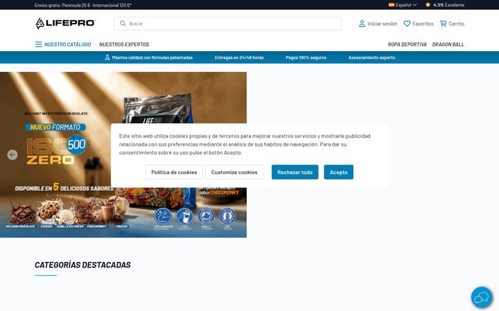 Zrzut ekranu lifepronutrition.com
