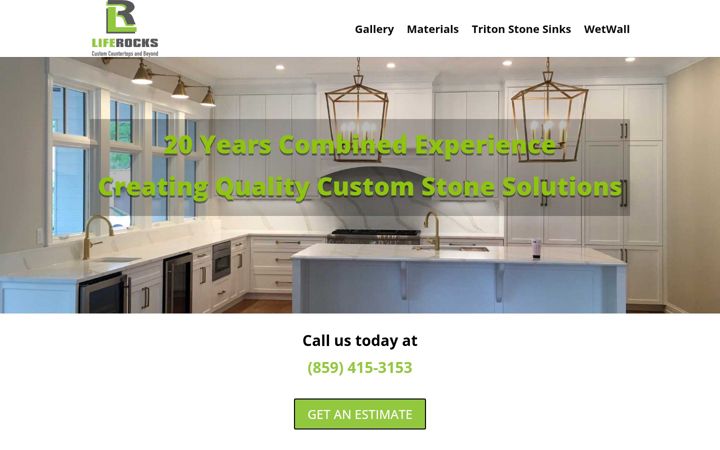 Screenshot of liferockscountertops.com