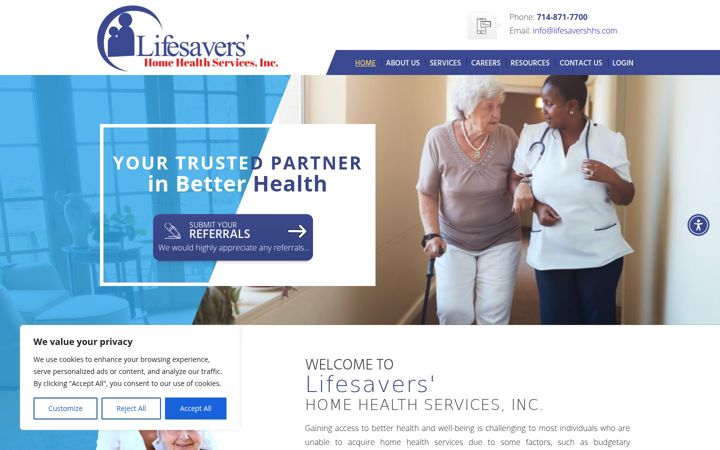 Screenshot of lifesavershhs.com