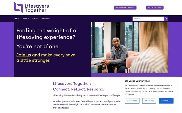 Screenshot of lifesaverstogether.com
