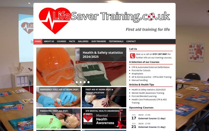 Screenshot of lifesavertraining.co.uk