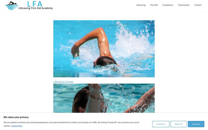 Screenshot of lifesavingfirstaidacademy.co.uk