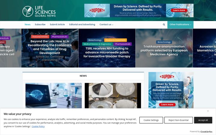 Screenshot of lifesciencesglobalnews.com