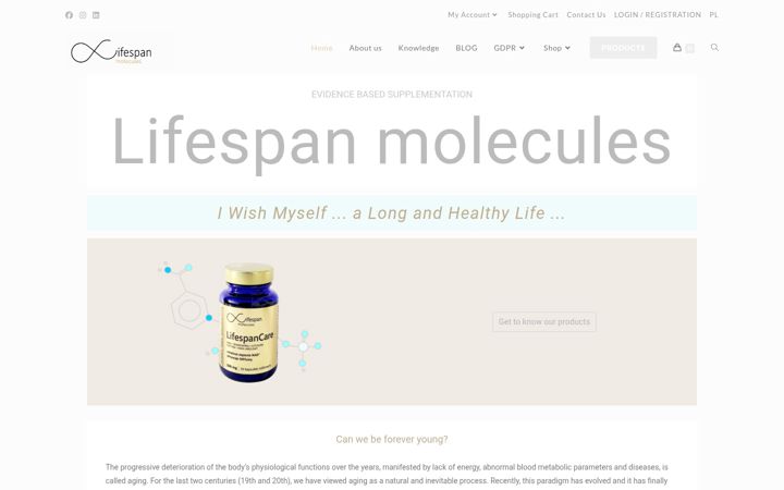Screenshot of lifespanmolecules.com