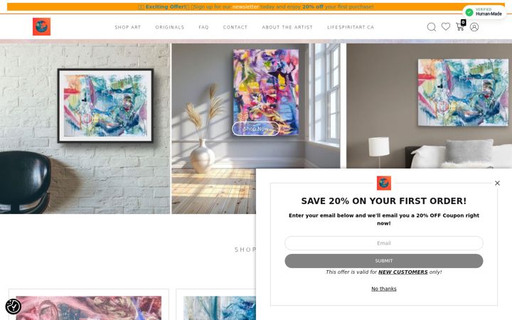 Screenshot of lifespiritart.ca
