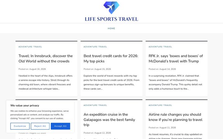 Screenshot of lifesporttravel.com