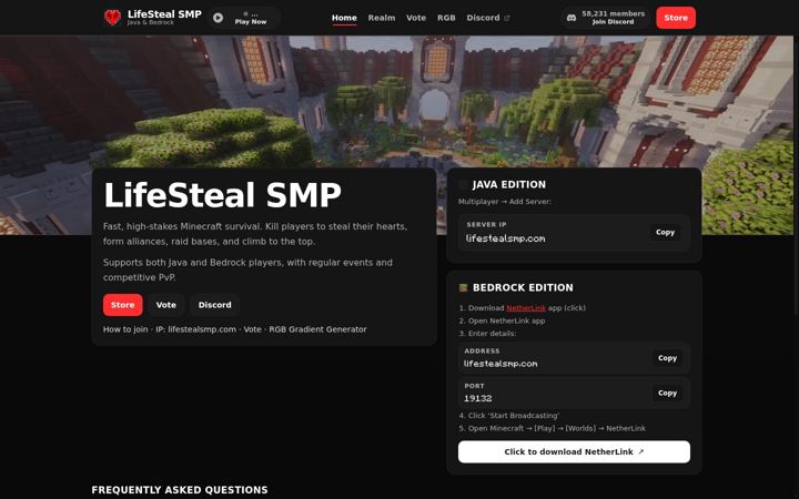 Screenshot of lifestealsmp.com