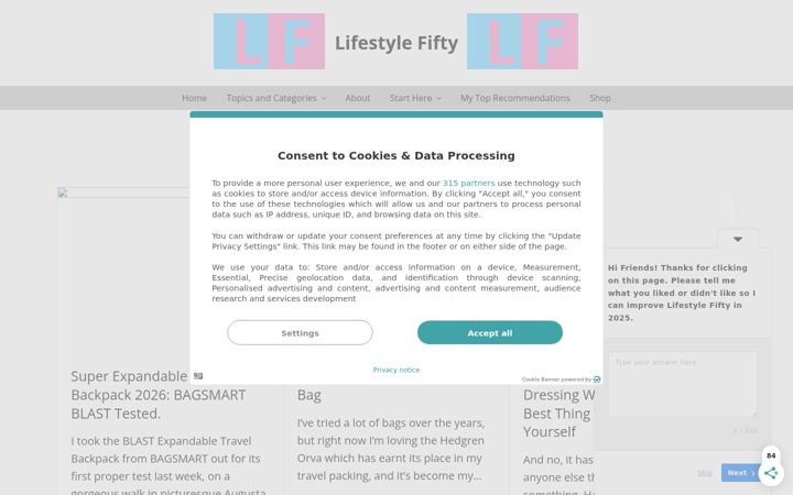 Screenshot of lifestylefifty.com