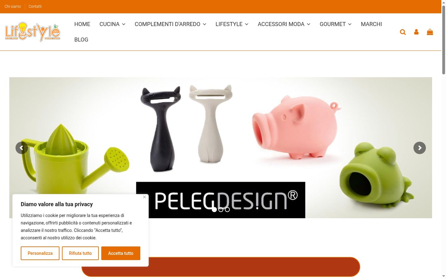 Screenshot del banner di consenso mostrato prima di qualsiasi interazione