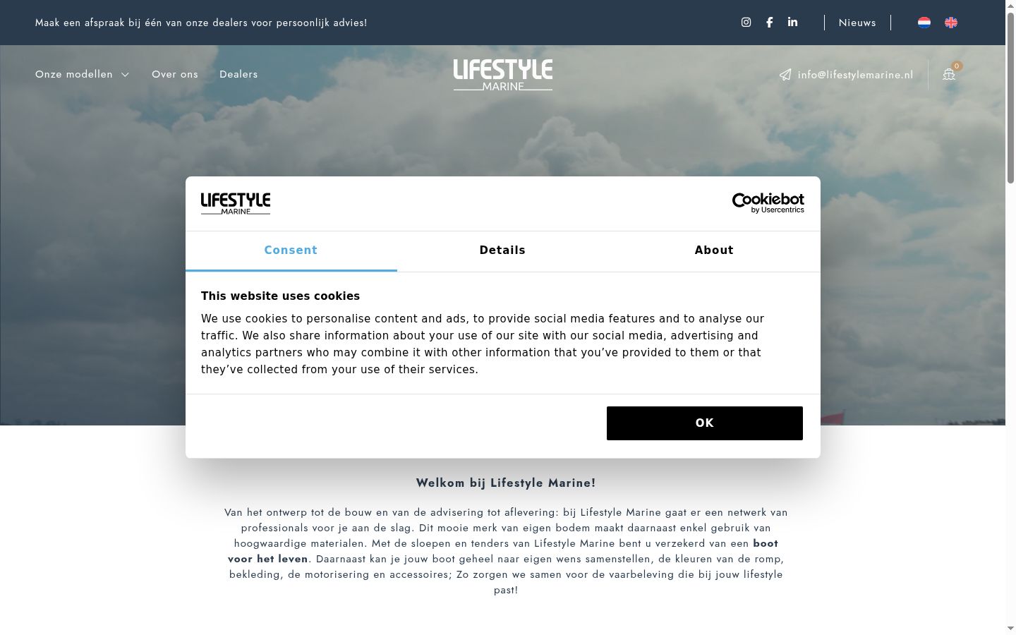 Screenshot of the consent banner shown before any interaction