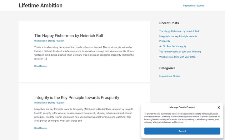 Screenshot of lifetimeambition.com