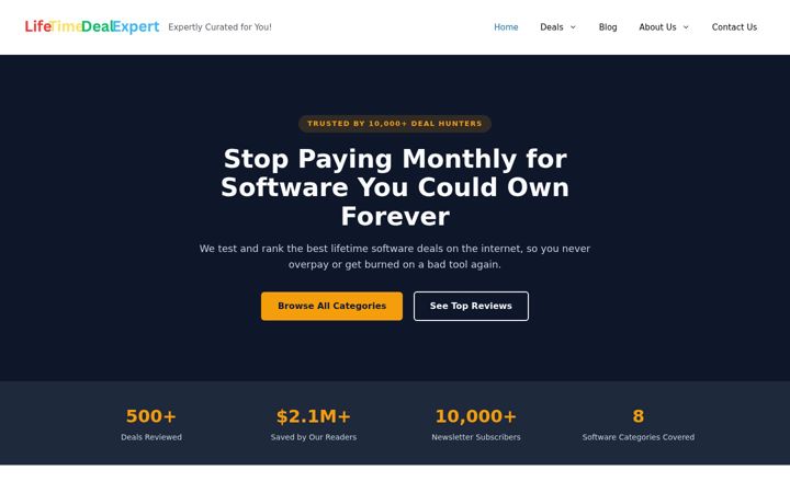 Screenshot of lifetimedealexpert.com