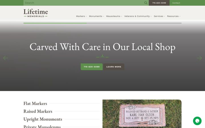 Screenshot of lifetimememorials.com