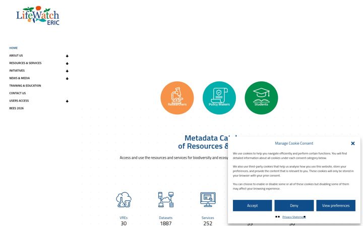 Screenshot of lifewatch.eu