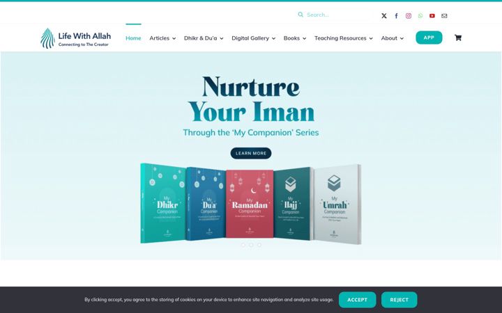 Captură de ecran a lifewithallah.com