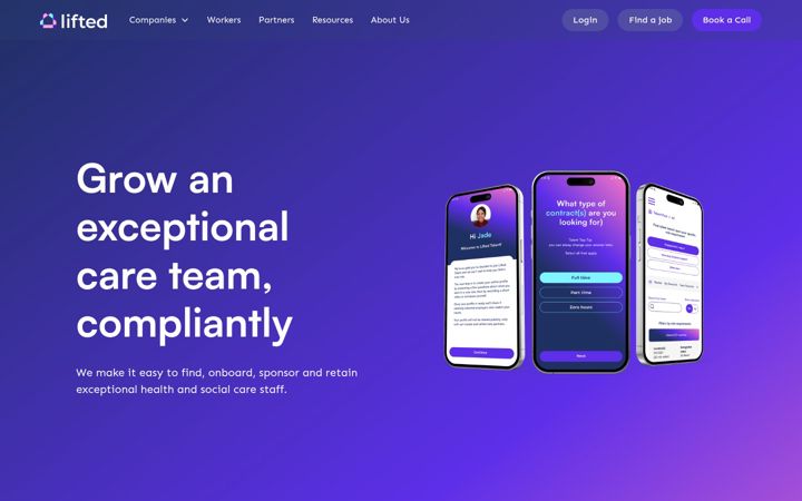 Screenshot of liftedcare.com