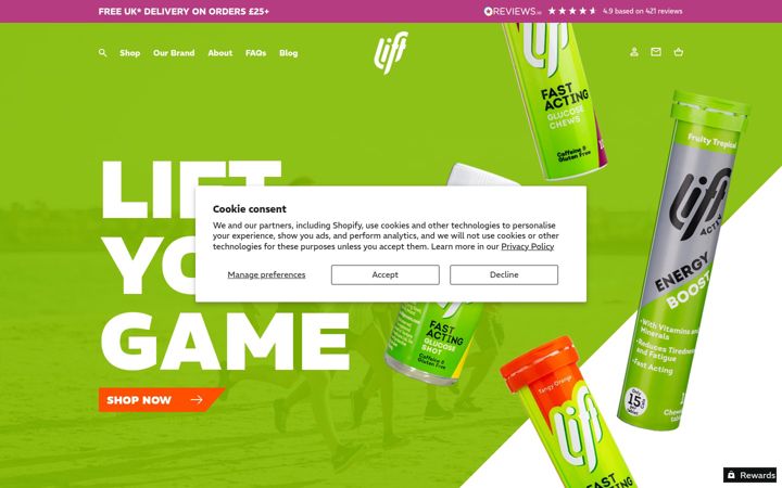 Screenshot of liftglucose.com