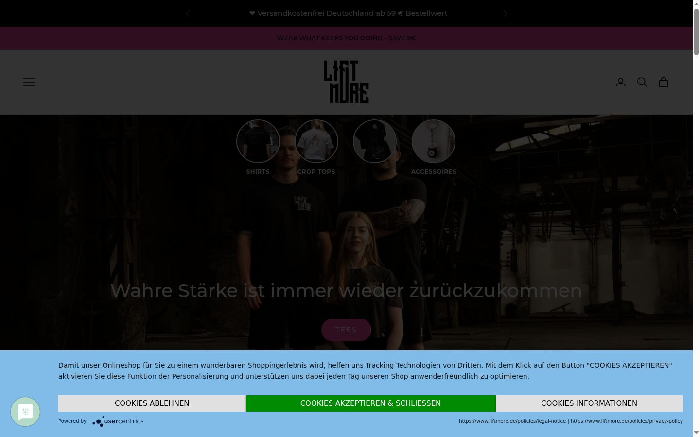Screenshot des Einwilligungsbanners vor jeglicher Interaktion