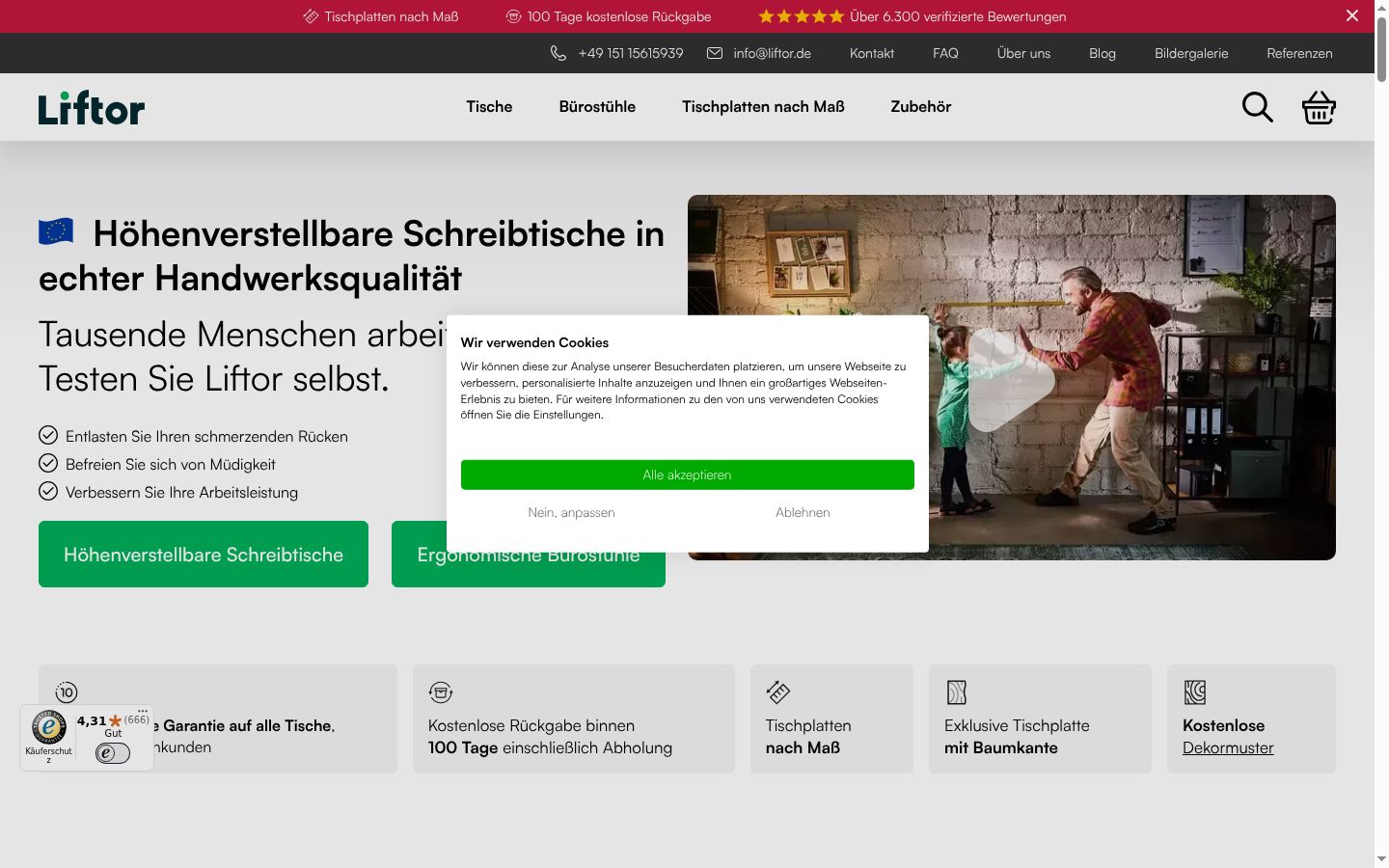 Screenshot des Einwilligungsbanners vor jeglicher Interaktion