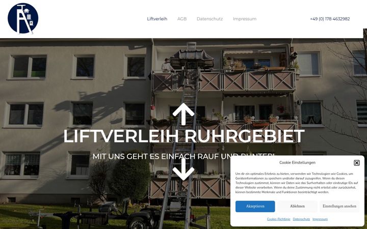 Screenshot of liftverleih-ruhrgebiet.de