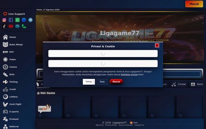 Screenshot of ligagame77.org