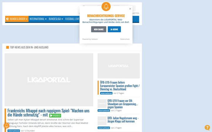 Screenshot of ligaportal.at