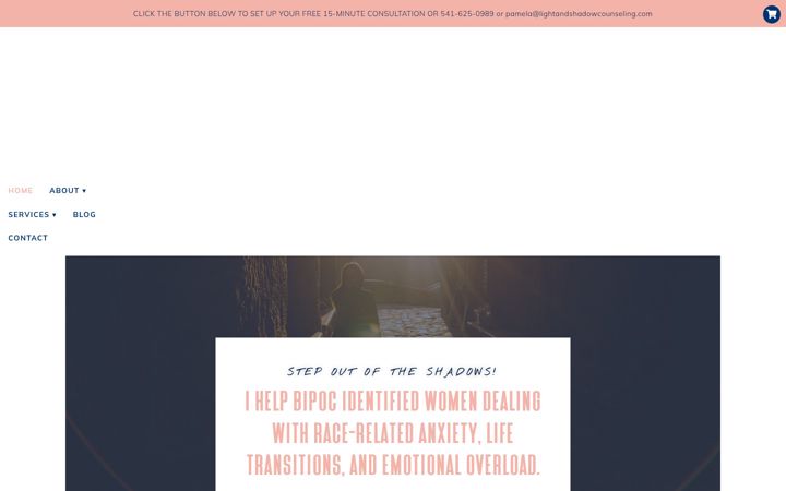 Screenshot of lightandshadowcounseling.com