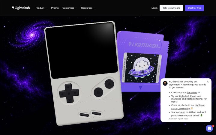 Screenshot of lightdash.com