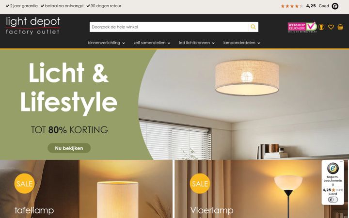 Screenshot of lightdepot.nl