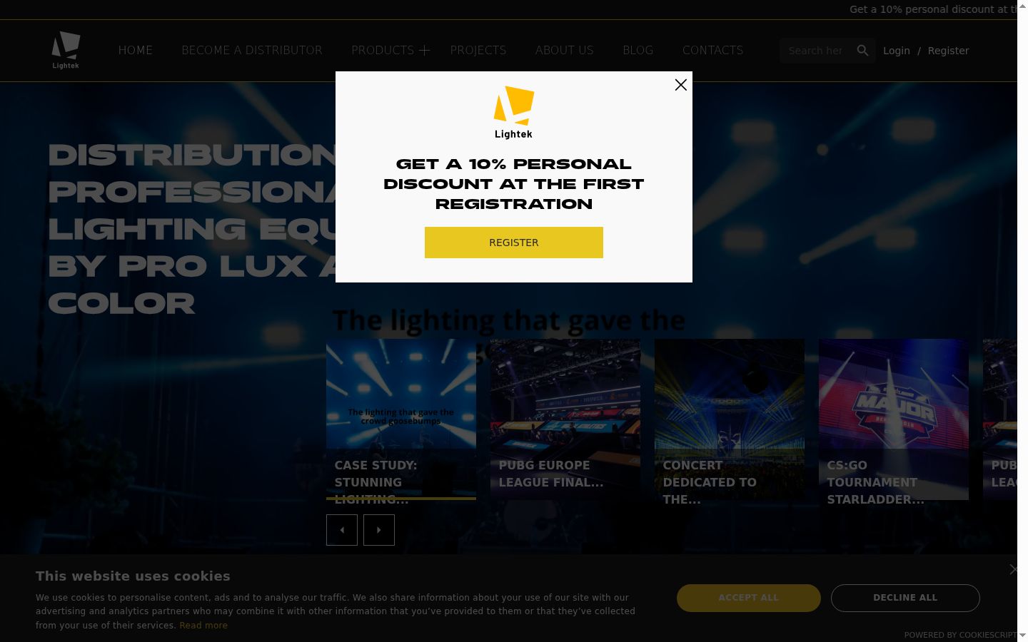 Screenshot del banner di consenso mostrato prima di qualsiasi interazione
